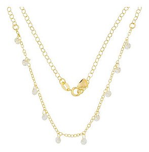 Colar Chocker Pedra Zirconia Folheado A Ouro 18k Semi Joia