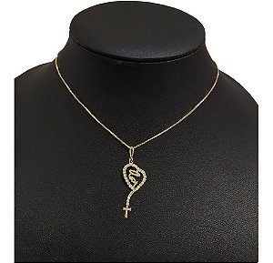 Colar Pingente Nossa Senhora Das Graças Zircônia Folheado