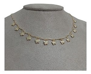 Colar Pingentes Borboleta Folheado A Ouro 18k Semijoia