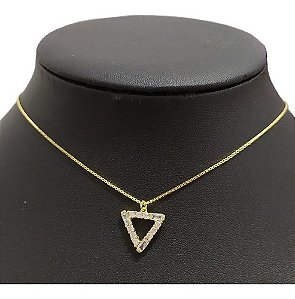 Colar Pingente Geométrico Moderno F. A Ouro 18k Semijoia