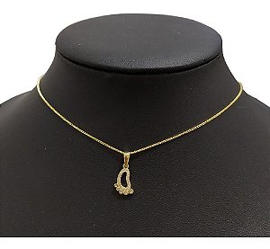 Colar Pezinho Gestante Pedra Zirconia F. Ouro 18k Semijoia