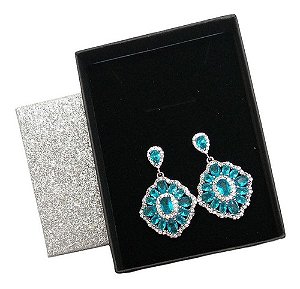 Brinco Noiva Pedra Zirconia Prata Azul Claro Madrinha 15 Ano