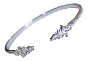 Pulseira Bracelete Prata Com Zircônia Noiva Debutante Gota