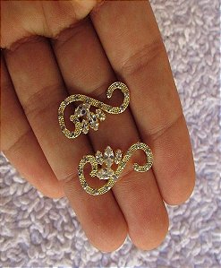 Brinco Dourado Noiva Pedra Zirconia Verde Azul Preto Festa