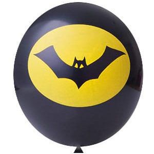 Balão de Latex 11 Pol Preto com Estampa Morcego Amarelo com 25Un - Happy Day