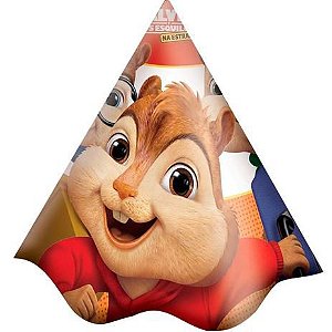 Chapéu de Aniversário Alvin e os Esquilos com 8 Un Festcolor Promo