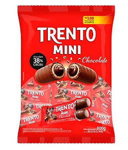 Wafer Recheado Sabor Chocolate ao Leite Trento - Pacote com 800 Gramas Peccin