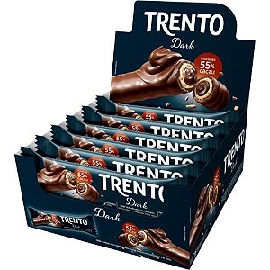 Wafer de Chocolate 55% Cacau Trento Dark - Caixa com 16 Un de 32 Gr - Peccin