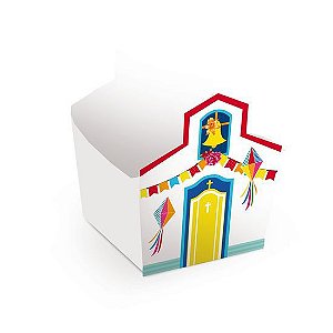 Cachepot Decorativo Festa Junina Igreja - 8X8X7cm com 8 un - Cromus 23011747