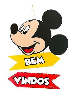 Placa Decorativa de MDF Bem Vindos Mickey Mouse - Grintoy