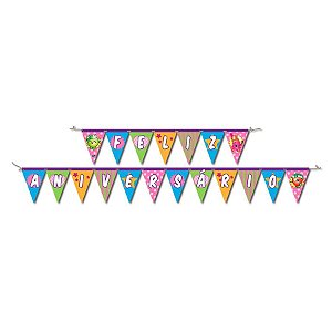 Faixa Feliz Aniversário Festa Shopkins - Festcolor Promo