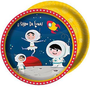 Prato Descartável Redondo Show da Luna Astronauta com 8 un - Festcolor Promo