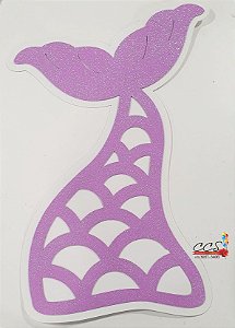 Painel Decorativo Silhueta Cauda da Sereia Lilas 59x39cm - Duplart
