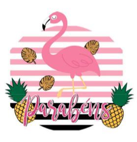 Enfeite Painel Parabéns Decoração Festa Flamingo - Grintoy