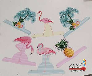 Enfeite Decoração de Mesa Festa Flamingo com 06 un - Regina