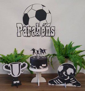 Kit Decoração Festa Pocket Party Futebol Preto e Branco - Cia do EVA