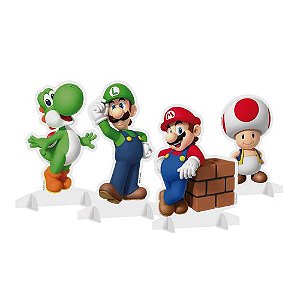Enfeite Silhueta Decorativa Super Mario Bros com 4 un - Ref 23010891 Cromus