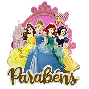 Painel Decorativo de E.V.A Parabéns Princesas Disney 49x57cm - Ref 303054 Piffer