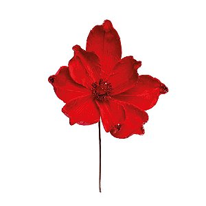 Flor de Natal Magnólia Vermelha - Flores Cabo Médio - Ref 1200303 Cromus