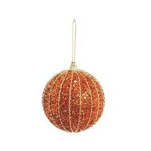 Bola de Natal com Listras Verticais Cobre 8cm Jogo com 6 Un - Ref 1314428 - Cromus Natal