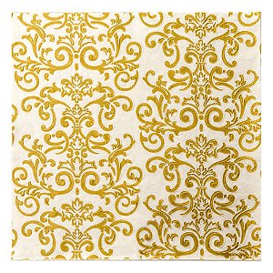 Guardanapo de Papel Estampado Arabescos Ouro e Branco 32,5x32,5xm com 20 Folhas - Ref 1240390 - Cromus