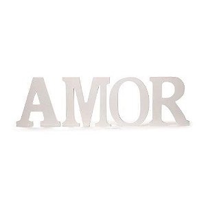 Letreiro Decorativo em Madeira Branca Amor - Coleção Hollywood - Ref 1750717-LA - Cromus