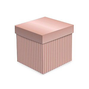 Caixa Cubo Com Relevo Rosê Gold M 15x15 - Caixa de Presente- Ref 13004032 Cromus