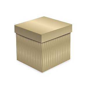 Caixa Cubo Com Relevo Ouro M 15x15 - Caixa de Presente- Ref 13004030 Cromus