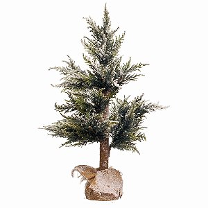 Árvore de Natal Verde com Efeito Nevado Branco e Pé com Acabamento em Juta 67cm - Topiarias e Mini Árvores - Ref. 1696763 Cromus Natal