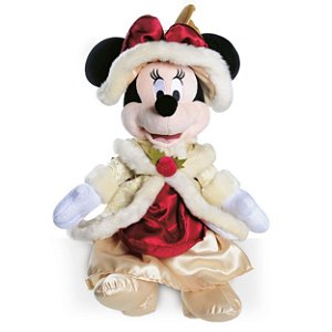 Minnie De Pelúcia VItoriana Com Vestido Ouro e Vermelho - 45 cm - Original Disney - Ref 1443272 - Cromus Natal