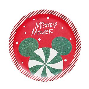 Prato Sweet Disney com Estampa Rosto Mickey Vermelho, Verde e Branco 23x23cm - Ref 1924833 Cromus