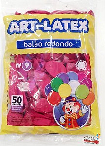 Balão de Latéx 9 Polegadas Fucsia Pacote com 50 Unidades - Art Latex