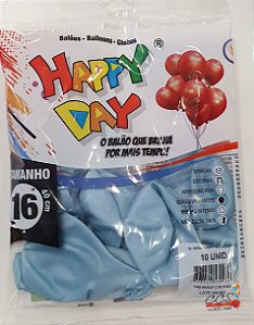 Balão de Látex 16 Polegadas Perolizado Candy Color Azul com 10 Unidades - Happy Day