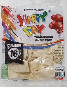 Balão de Látex 16 Polegadas Perolizado Candy Color Marfim com 10 Unidades - Happy Day