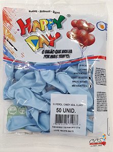 Balão de Latex 5 Polegadas Perolizado Candy Color Azul com 50 Unidades - Happy Day
