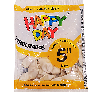 Balão de Latex 5 Polegadas Perolizado Candy Color Branco com 25 Unidades - Happy Day