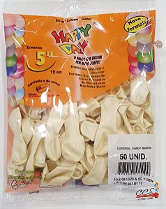 Balão de Latex 5 Polegadas Perolizado Candy Color Marfim com 50 Unidades - Happy Day