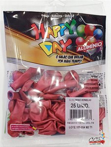 Balão de Latex 5 Polegadas Alumínio Cromado Vermelho com 25 Unidades - Happy Day