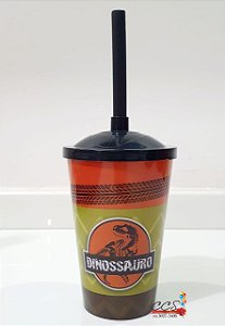 Copo Fest Dinossauro Com Tampa e Canudo 400ML - NC Toys