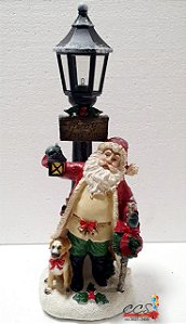 Enfeite Decorativo de Resina Noel com Poste e Led - Coleção Santa Claus - Ref 1690708 Cromus Natal