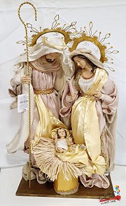 Sagrada Familia de Resina em Tecido Ouro 63 cm - Ref 1590513 Cromus Natal