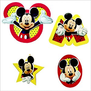 Quadrinhos Decorativos de E.V.A Festa Mickey com 4 Unidades - Ref 302064 Piffer