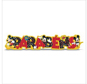 Enfeite Impresso Parabéns Mickey 14x74.5cm - Ref 302049 Piffer