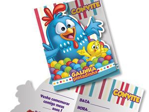 Convite de Aniversário Festa Galinha Pintadinha Diversão com 08 Un - Promo Festcolor
