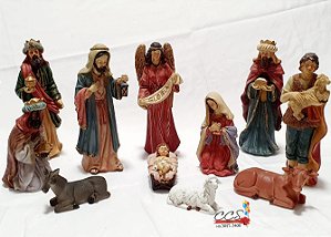 Presépio de Natal em Resina com 11 Peças 21cm Colorido - Ref 66415001 D&A