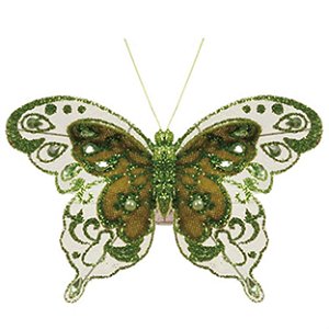 Enfeite Decorativo De Borboleta Verde Claro - Jogo com 6 Un - Cromus 1211547