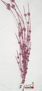 Galho Decorativo de Natal Bolinhas com Glitter 80cm Rose - Ref 639910004 D&A