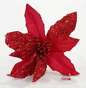 Flor de Natal Poinsettia Vermelha - Flore Cabo Longo - Ref 1412645 Cromus Natal