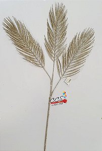 Galho Decorativo de Natal Folhas de Palmeira Champanhe 80cm - Ref 74732002 D&A