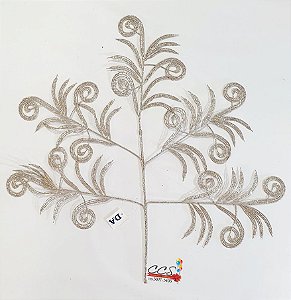 Galho Decorativo de Natal Folhas de Samambaia com Glitter Champanhe 59cm - Ref 66274001 D&A